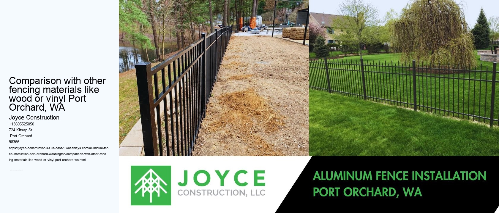 Comparison with other fencing materials like wood or vinyl Port Orchard, WA
