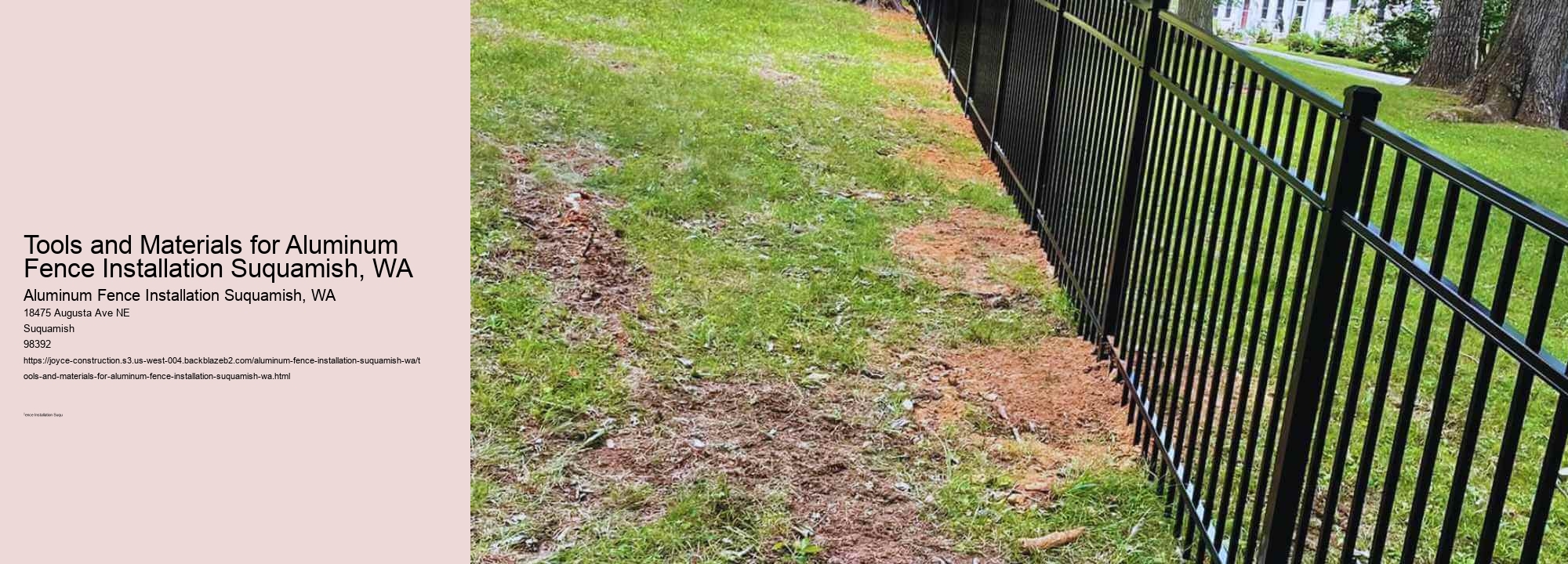 Tools and Materials for Aluminum Fence Installation Suquamish, WA